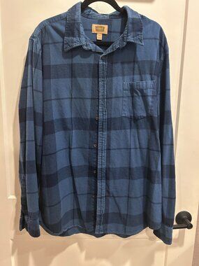 Foundry Supply Co Men’s XL Tall Blue Plaid Flannel Button-Up Shirt